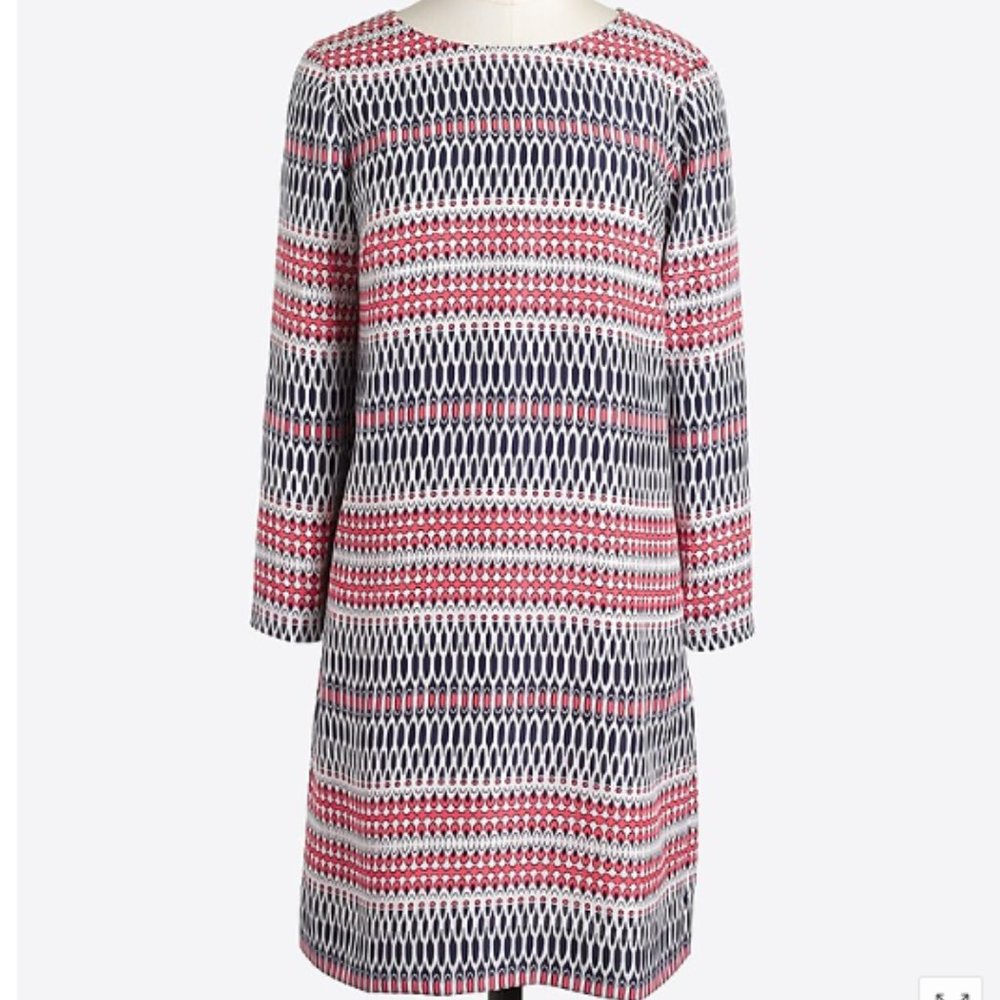 J. Crew Printed Three Quarter Sleeve Gallery Shift Dress Size 14